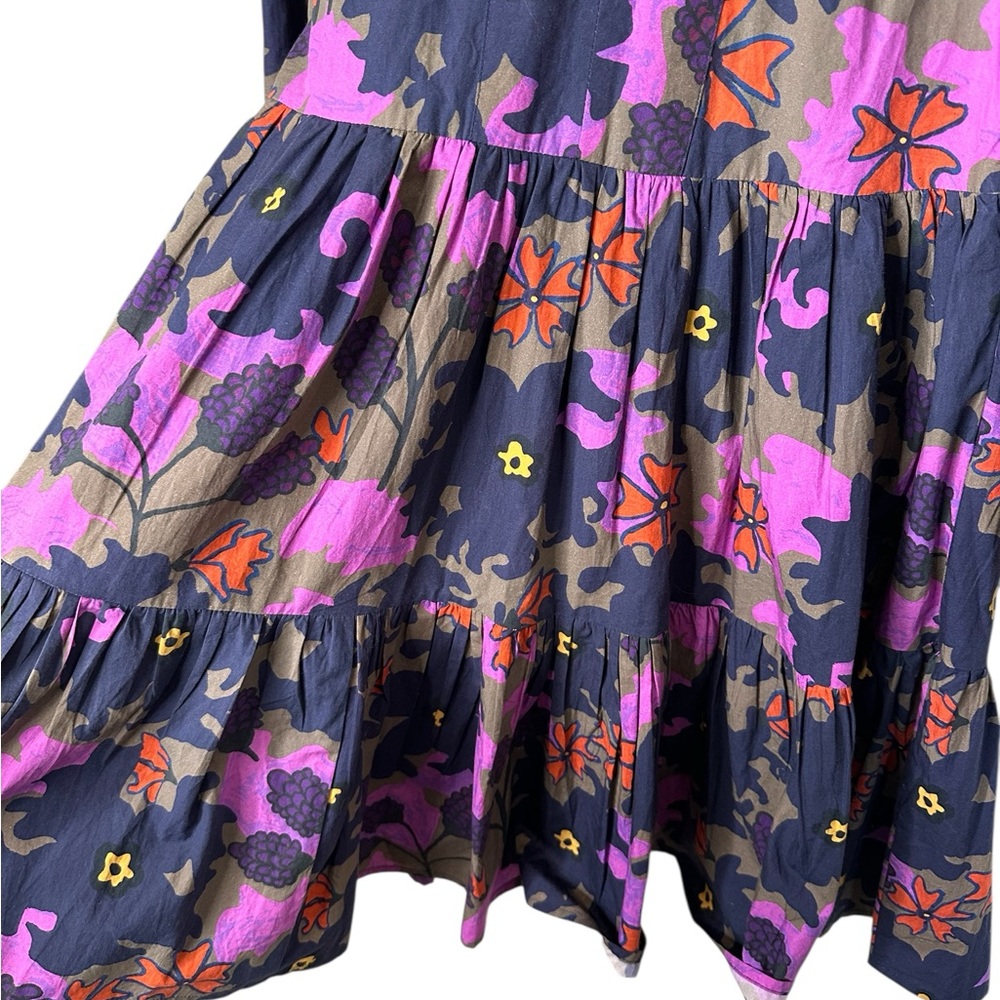OLIPHANT Suzani Yoke Dress Tiered Floral Tassel Sleeves Size XS - Picture 5 of 15